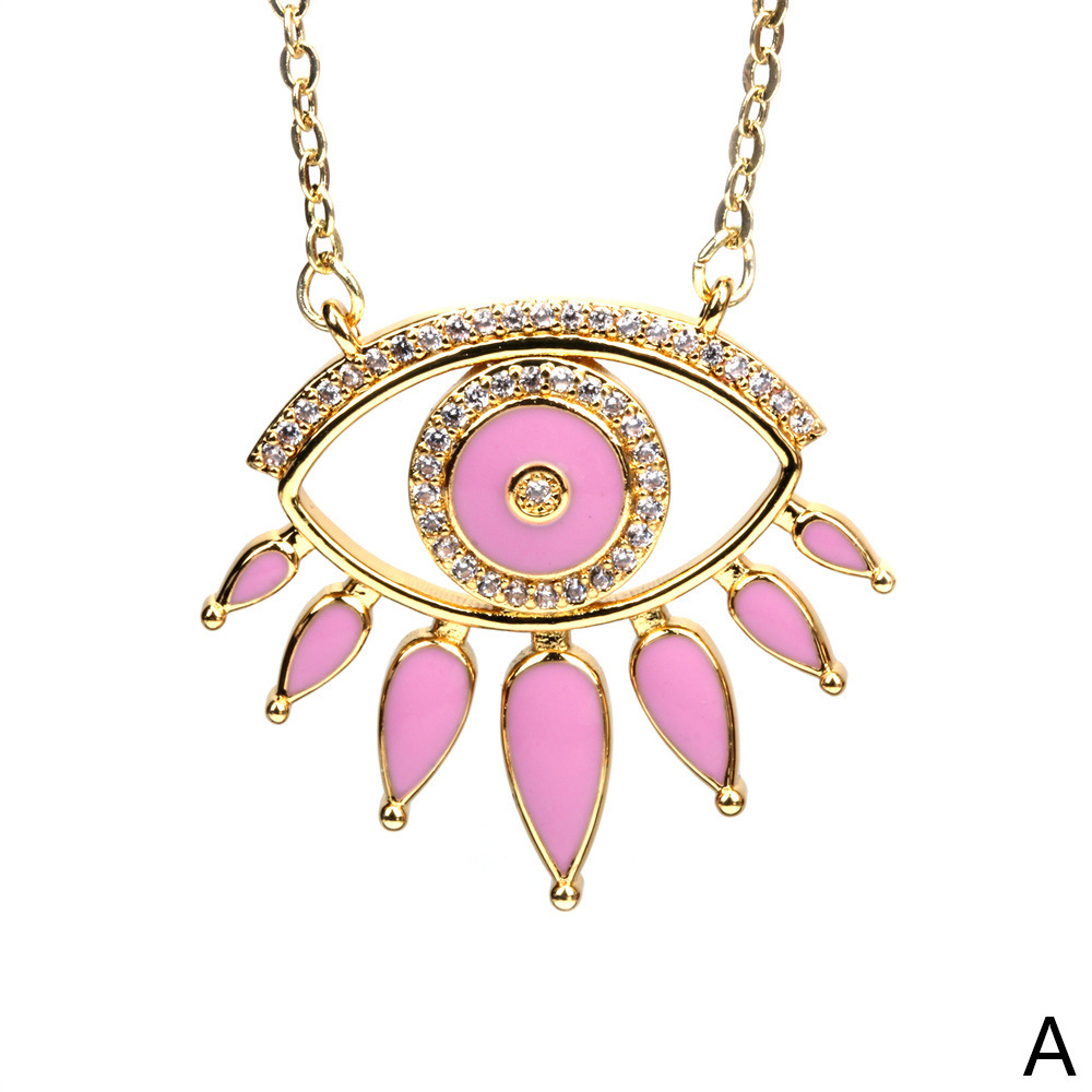 devilu0027s Eye Pendant Copper Drop Oil Necklace Female Simple Clavicle Chain