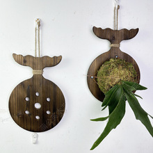 新款鱼尾款鹿角蕨实木挂板石斛兰种植板网红新颖木质碳化耐用上板