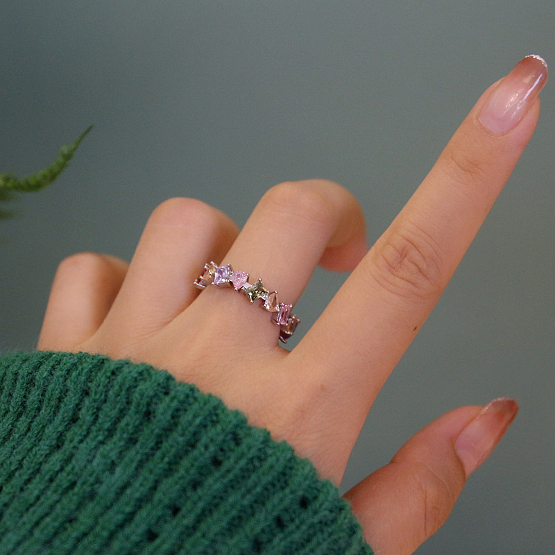 Fashion Geometric Copper Inlay Zircon Open Ring