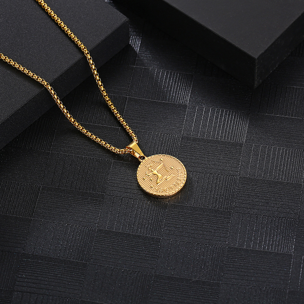 Fashion Constellation Titanium Steel Pendant Necklace Gold Plated Stainless Steel Necklaces