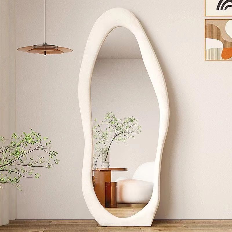 Espejo de cuerpo entero de viento crema Espejo de suelo Espejo de prueba Nórdico Colgar pared dormitorio sala de estar Espejo de vestir nubes de forma extraña image 6