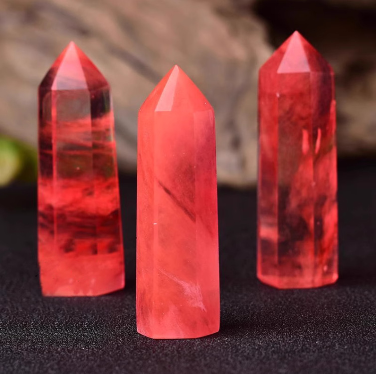 天然紫水晶黒曜石単双尖水晶柱六角柱原石磨き置物ホームリビングオフィス