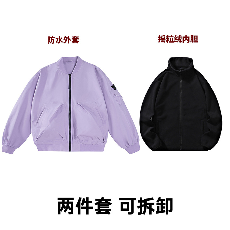 Chaqueta de invierno de hombre ligera de lujo de alto nivel de sensación de terciopelo herramienta chaqueta de béisbol transfronteriza chaqueta de piloto de terciopelo personalizada image 14