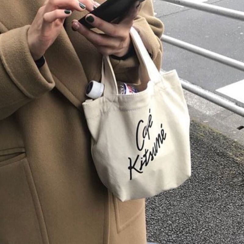 Women's canvas bag for work French style versatile simple letter cafe coffee portable canvas bag tote bag cosmetic bag Women's canvas bag for work French style versatile simple letter cafe coffee portable canvas bag tote bag cosmetic bag