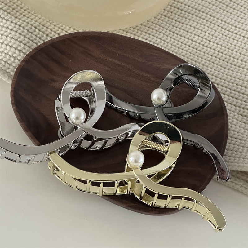 Nischendesign Wellenperlen-Haarnadel Modische, elegante Haarspange für den Hinterkopf, Haarspange mit Haifischclip für kalten Wind, Haarschmuck für Damen_voghion.com