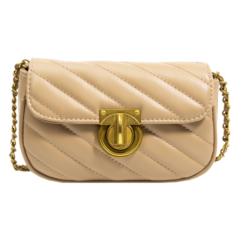 Bag Women's 2022 Autumn and Winter New Fashion Rhombic Embroidery Line Distinctive Lock Buckle Crossbody Bag Chain Bag Fashionable Shoulder Bag