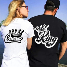 ���羳�W�a��King Queen Crown Print Lover Couples Tee Shirt H