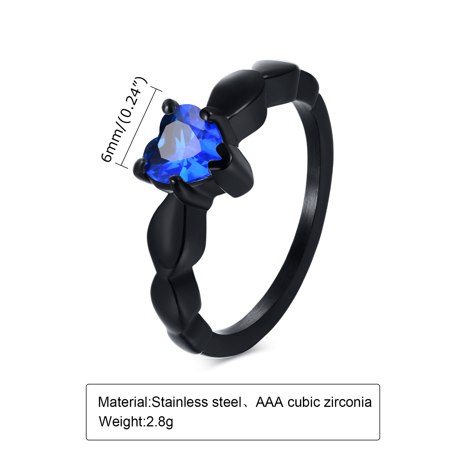 Simple Style Heart Shape Stainless Steel Rings Inlay Zircon Stainless Steel Rings display picture 1