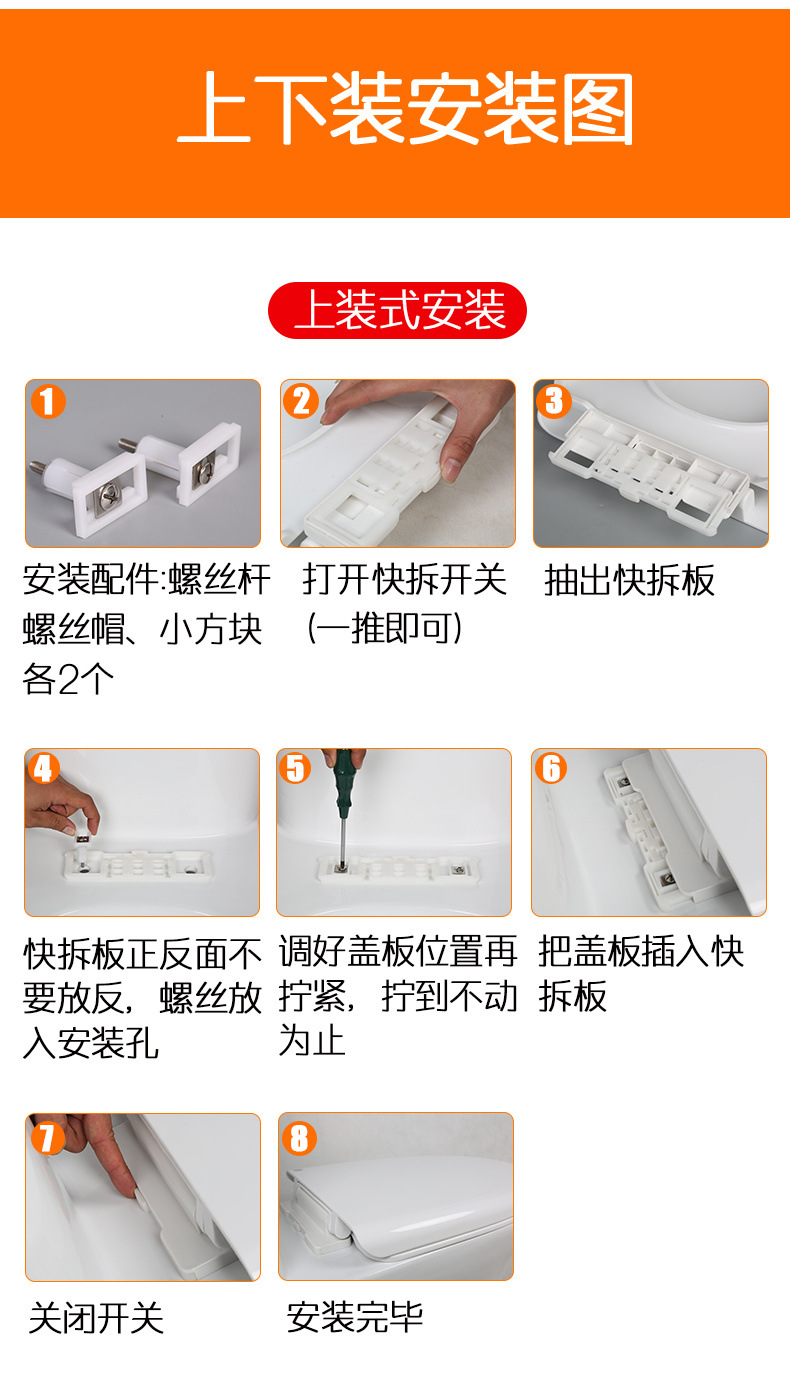 Thickened universal toilet seat cover, household slow-lowering pressure-resistant old-fashioned V-shaped, U-shaped and O-shaped toilet seat accessories undefined