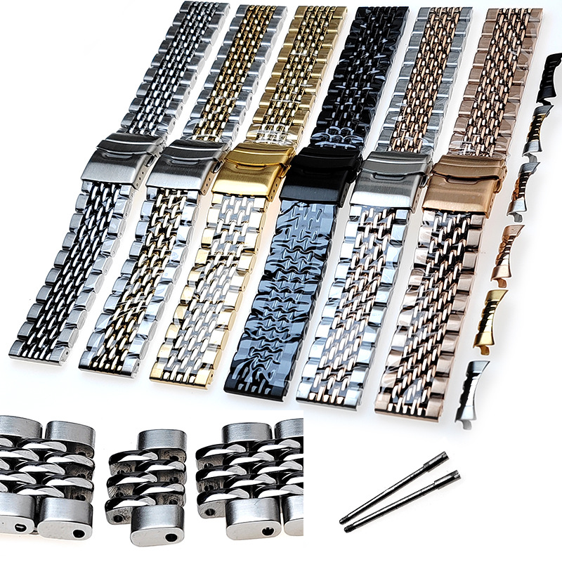 2025新款 高档优质 实心七珠散珠 螺丝连接可拆 不锈钢手表表带