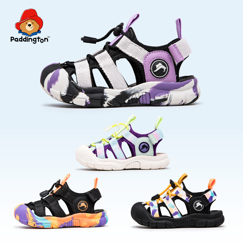 Paddington Bear Baotou Sandals New Sports Beach Shoes Soft Sole Western Style Children's Shoes Little Boy Tracing Shoes