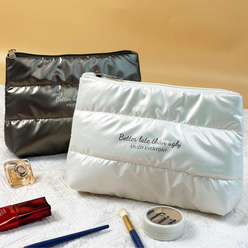 New Cross-border Cotton Down Cosmetic Bag Waterproof Portable Wash Bag High-grade Clutch Bag Large Capacity Storage Bag New Cross-border Cotton Down Cosmetic Bag Waterproof Portable Wash Bag High-grade Clutch Bag Large Capacity Storage Bag