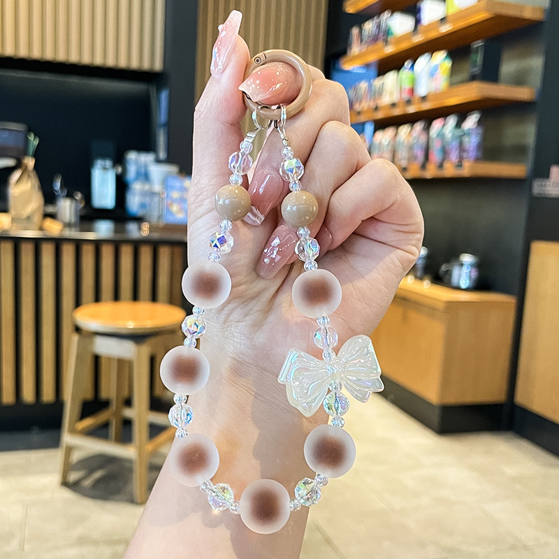 少女心蝴蝶结糖果色手机链挂件通用手机壳手工串珠手机挂绳饰品|undefined