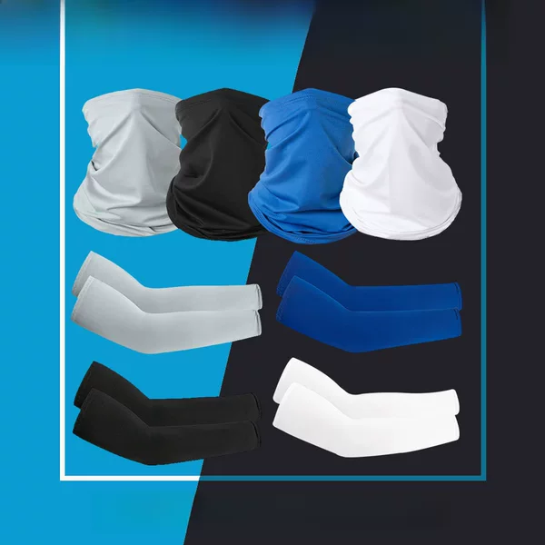 Sun Protection Ice Sleeves, Anti-Uv Cycling Neck Gaiter, Breathable Set, Anti-Uv Sweat-Absorbing Thin Ice Silk Sleeves
