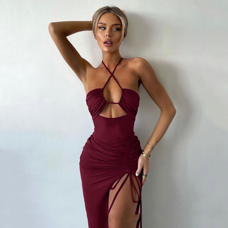 Sleeveless Sexy Female Midi Backless Dresses Slim Night Club Party Women's Dress Bodycon Vestidos Elegantes Para Mujer_voghion.com