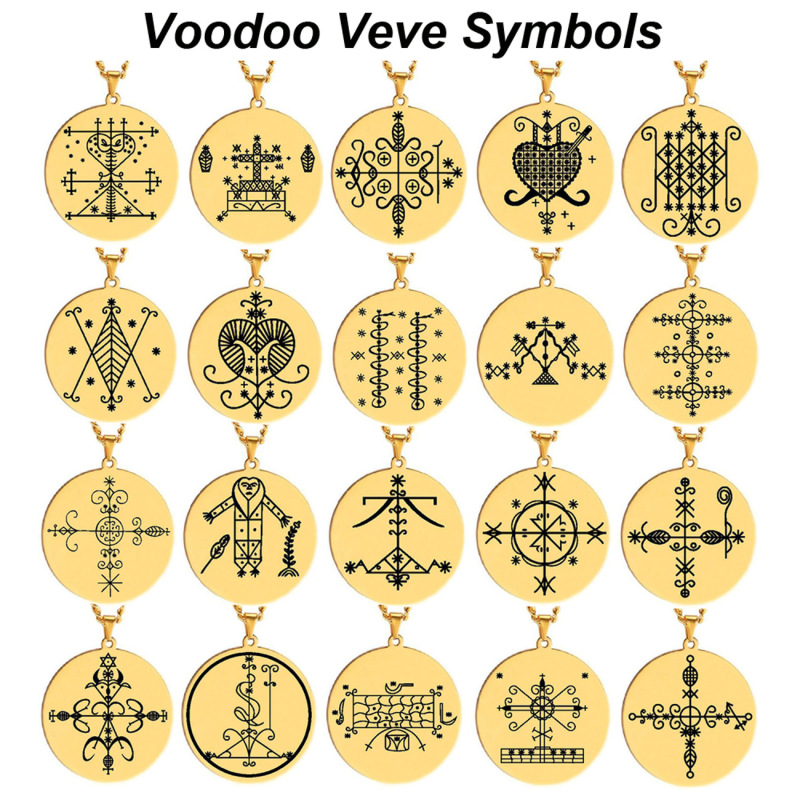 Voodoo Voodoo Veve Logo Charm Jewelry Vodou Lwa Loa Amulet Stainless Steel Pendant Necklace