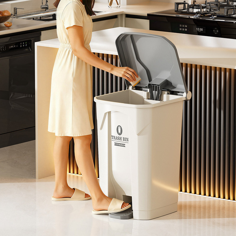 Large Capacity Trash Can with Lid, Commercial Use, Foot Pedal, for Living Room, Kitchen, Home Use, 2026 New Model, Villa, Courtyard, Outdoor