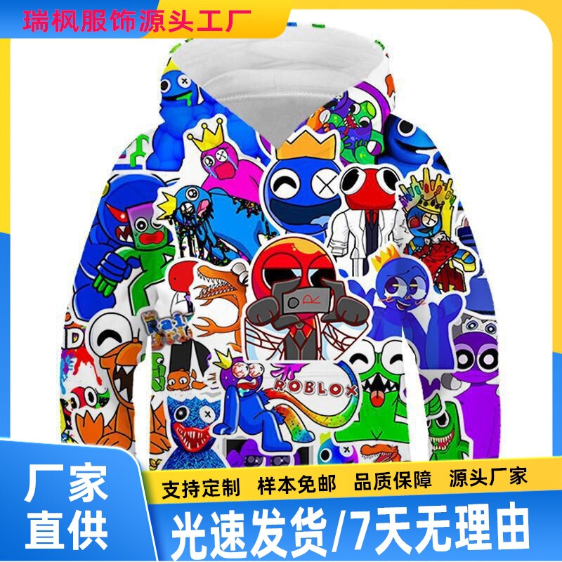 New spring men's hoodie hooded y2khoodieroblox rainbow friends3D digital printing