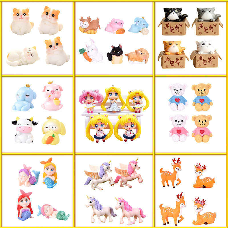 Cartoon three-dimensional small animal mermaid toy ornaments DIY handmade material accessories refrigerator phone shell wholesale