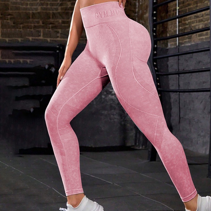 Cross-border Europe and the United States High Waist Hip Seamless Washed Frosted Yoga Pants Sports Fitness Riding Pants