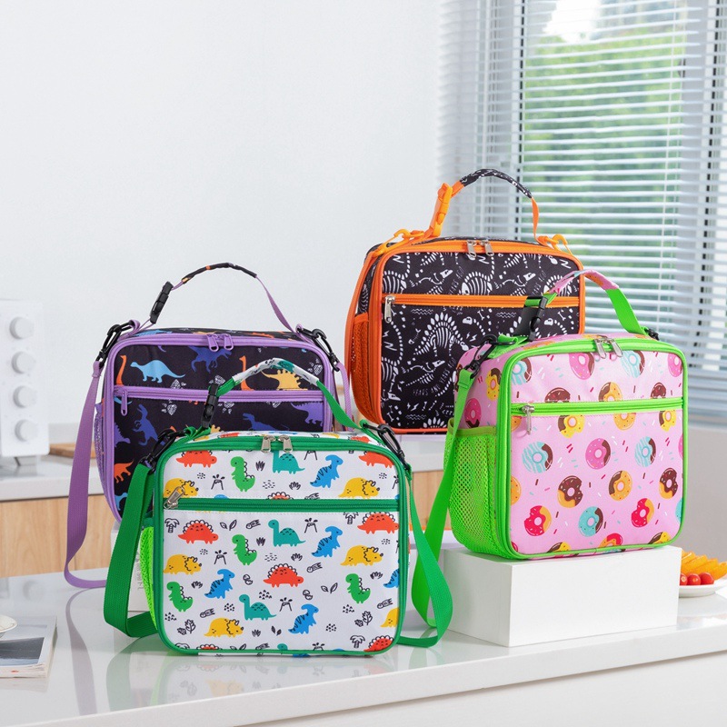 Children's New Cross-Body Lunch Bag Insulated Lunch Bag Student Portable Insulated Bag Foldableable Portable Lunch Bag in Stock