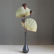 新中式摆件景德镇陶瓷花瓶黑色简约创意干花花器北欧家居软装饰品