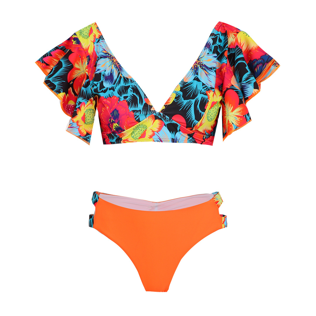 192g Weight Sexy Feel Of Sensation Briefs Panties Style Polyester Fabric Type 2 Pieces Set Quantity Swimming Pool, Beach Occasion Ditsy Floral Pattern Women's Gender Women's Ditsy Floral 2 Pieces Set Bikinis Swimwear 11