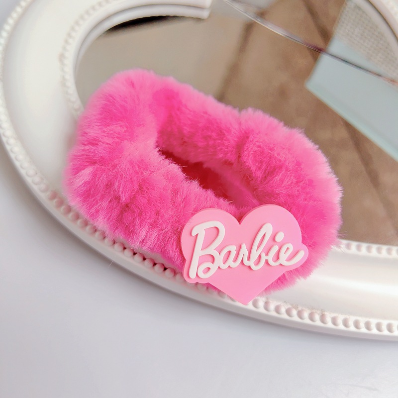 Dopamina dulce y picante Barbie Rosa mullida carta intestino grueso banda de pelo chica princesa cuerda de pelo Rosa rojo blanco tocado