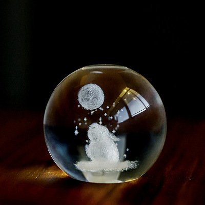 玻璃水晶球兔子茶道配件盖置茶道摆件盖托桌面创意礼品治愈礼物|ru