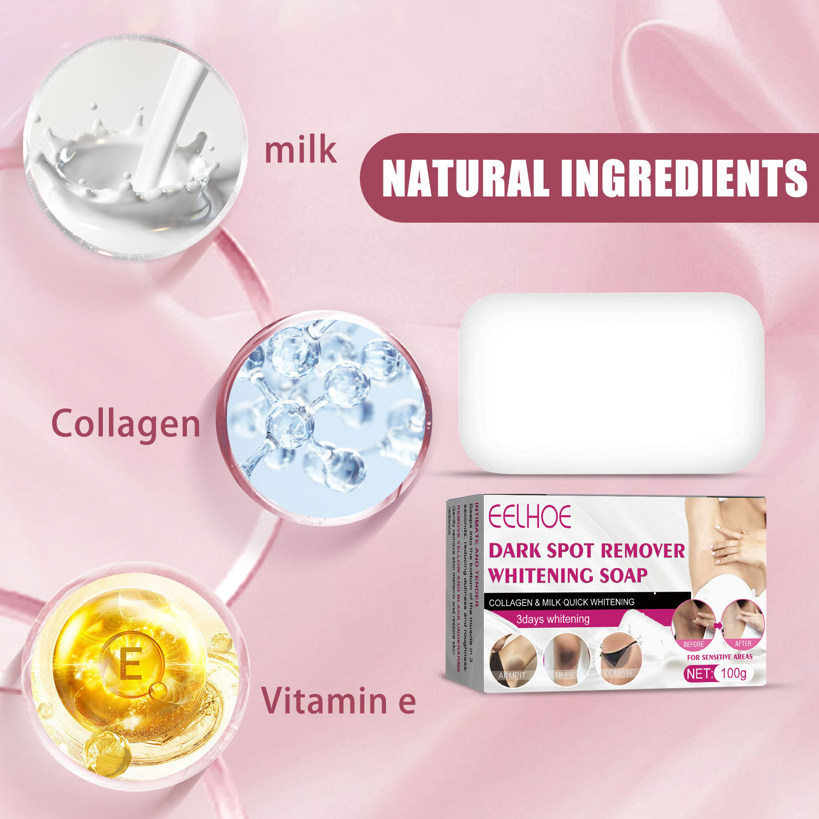 Savon de beauté pour les aisselles EELHOE, blanchit les articulations, les coudes, nettoie le corps, dilue la mélanine, hydrate et éclaircit la peau_voghion.com