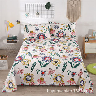 Old Coarse Canvas All Cotton Bed Sheet Three-piece Set Single Bed Sheet Double Bed Sheet Summer Kang Single Foreign Trade