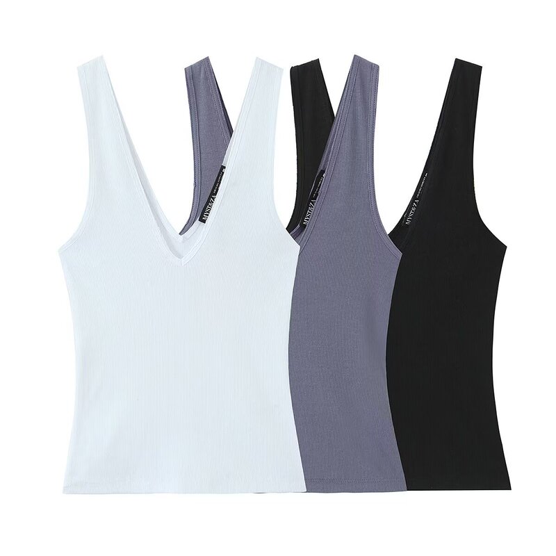 Cross-Border Women's Clothing 2026 Summer New Style Fashionable Reversible Three-Color V-Neck Ribbed Top 3253336 Cross-Border Women's Clothing 2026 Summer New Style Fashionable Reversible Three-Color V-Neck Ribbed Top 3253336