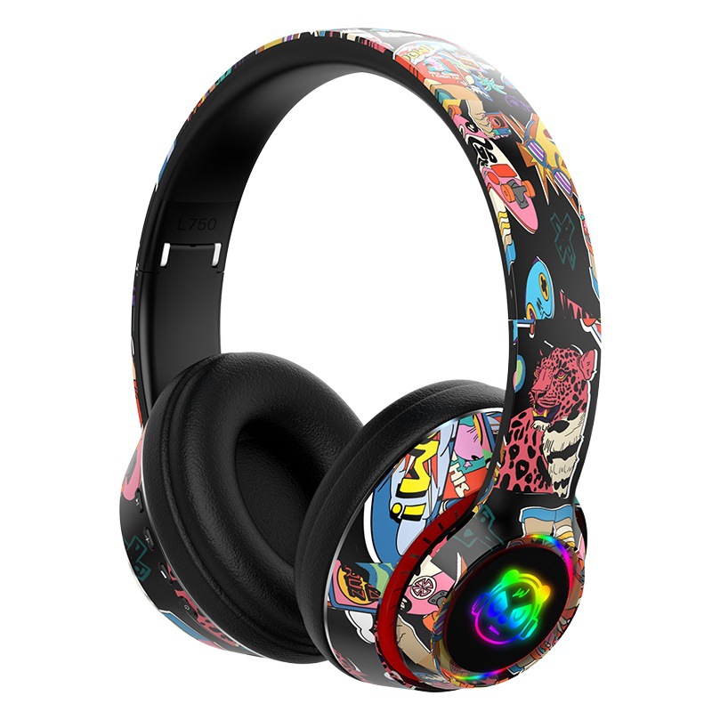 El nuevo auricular Bluetooth montado en la cabeza pintado a mano de estilo de marea nacional admite la función de llamada, teléfono móvil, computadora, fabricante general al por mayor