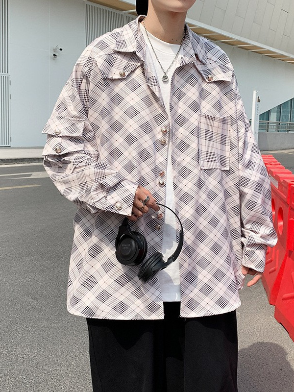 Camisa de manga larga de verano de estilo de Hong Kong de moda, chaqueta casual elegante suelta para hombre, marca de moda de primavera y otoño, camisa de todo fósforo ins