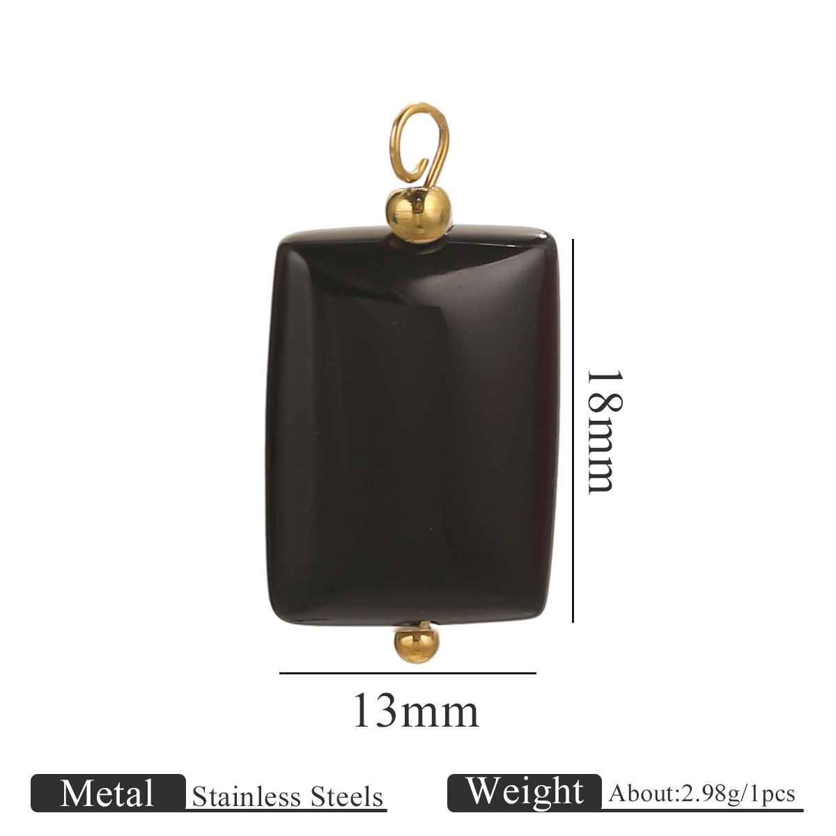 Piedra natural de acero inoxidable hecha a mano colgante colgante cuadrado DIY collar pendientes pulseras joyas accesorios al por mayor