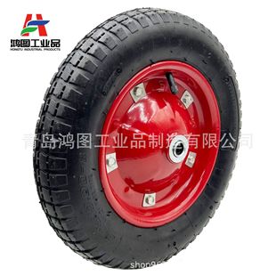 Factory Customized 3.25/3.00-8 Rubber Inflatable Wheel 14inch Trolley Wheelbarrow Pneumatic Tire Iron Wheel Spoke