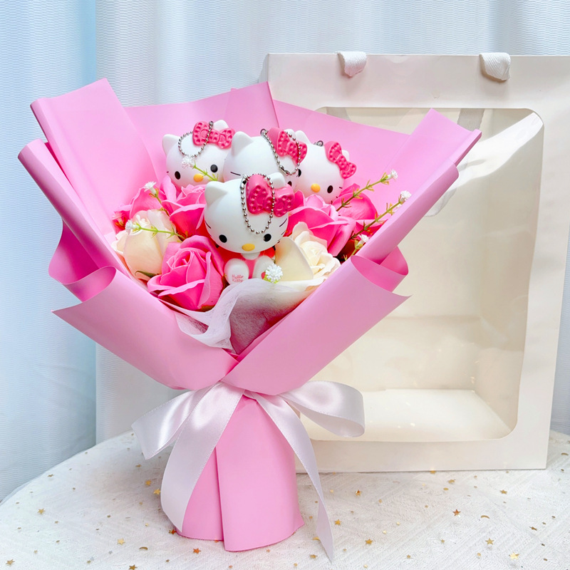 KT Cat Doll Doll Children's Birthday Gift for Girl's Best Friend Girlfriend's Baby's Baby's Groom Dried Flower Bouquet Graduation