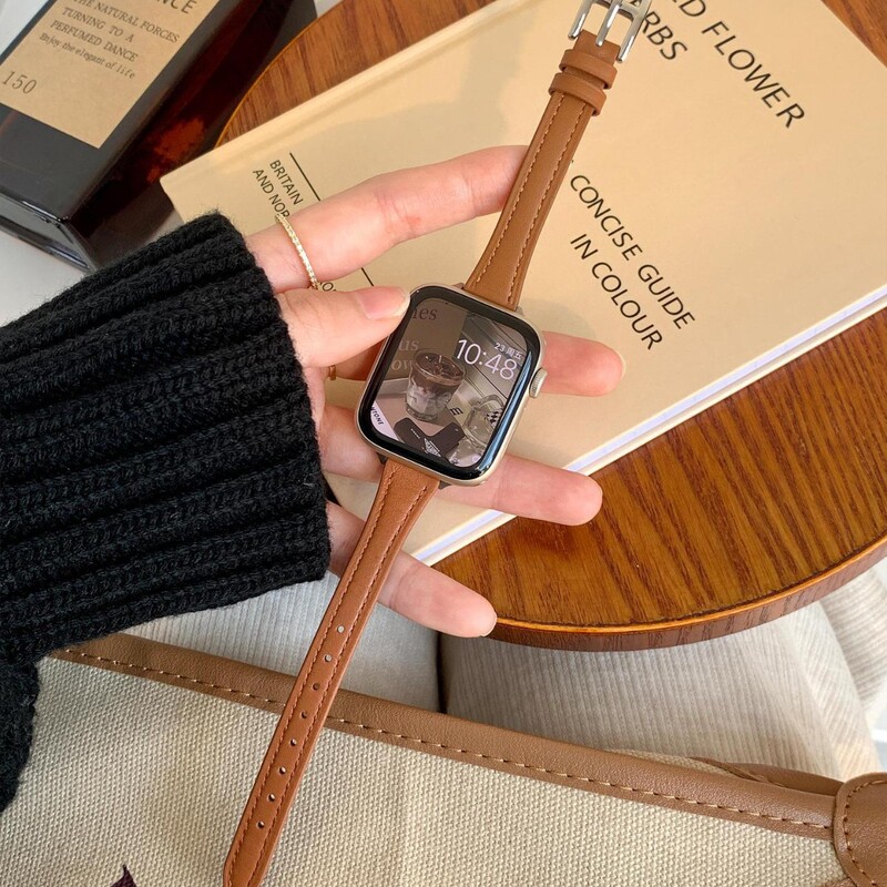 For apple watch8 Apple Watch 7 Generation iwatchS10/9se/ultra Leather Strap Thin Women