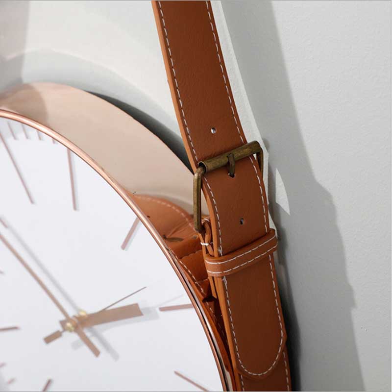 Simple moderno reloj de la correa sala de estar Fondo pared moda mudo ronda estilo industrial dormitorio decoración atmosférica Reloj de pared