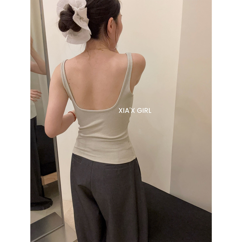 Square Neck, Large Open Back, Beautiful Back Camisole, Sexy Lingerie for Women, Can Be Worn as an Inner or Outer Layer, with Chest Pads, Slim Fit, Beautiful Back Lingerie Square Neck, Large Open Back, Beautiful Back Camisole, Sexy Lingerie for Women, Can Be Worn as an Inner or Outer Layer, with Chest Pads, Slim Fit, Beautiful Back Lingerie
