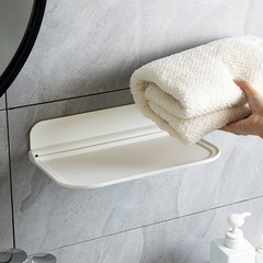 浴室可摺疊置物架壁掛式免打孔浴巾睡衣置物板簡約家用收納整理架