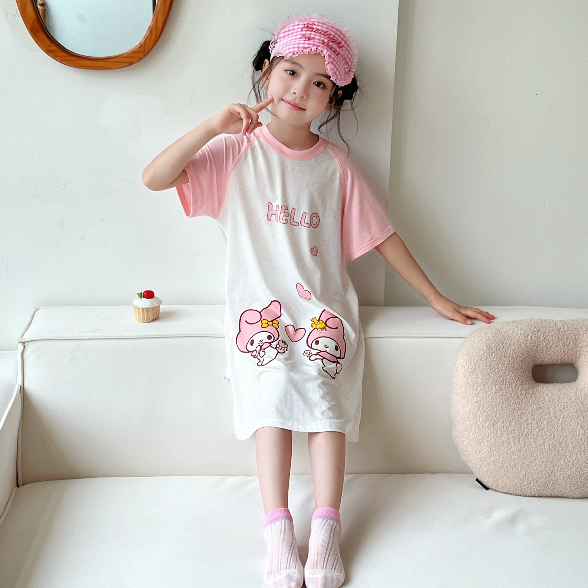 Niñas camisón modal primavera y otoño niños grandes estilo princesa coreana falda de niña pijamas para niños ropa de casa para bebés