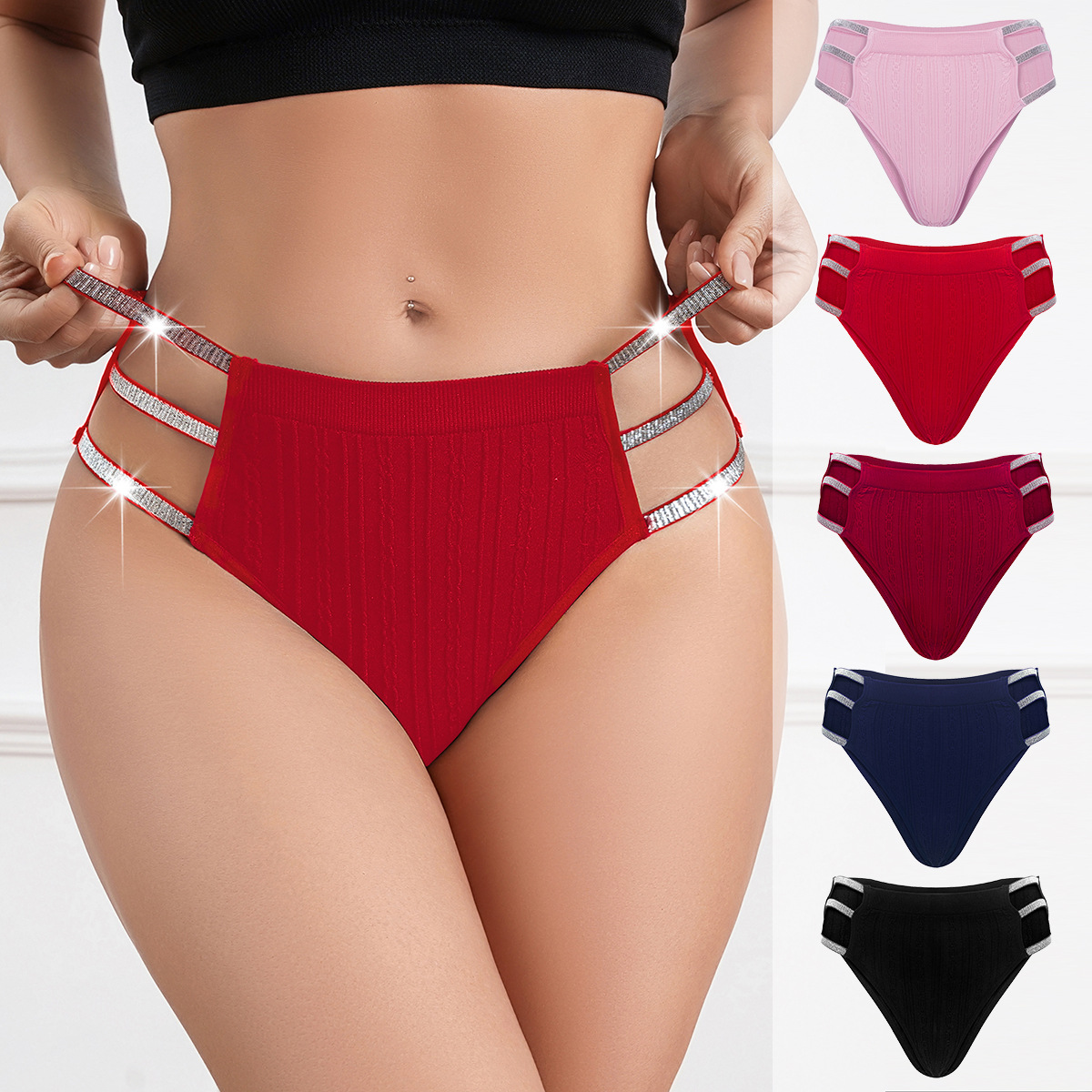 2025 Silver Ribbon All-Cotton Crotch Export Panties, European Size, Multi-Color, Seamless, Breathable, Mid-Waist, European and American Style, Hip-Lifting, Pure Cotton Crotch