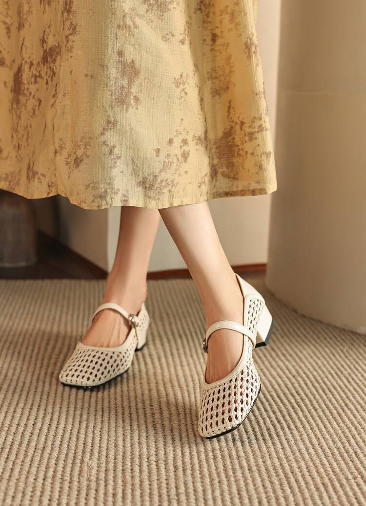 Jolene Square Toe Block Kitten Heel