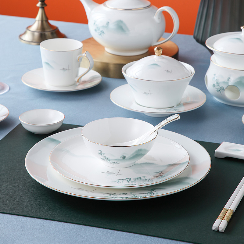Tableware for hotel, set, Chinese style, light luxury style