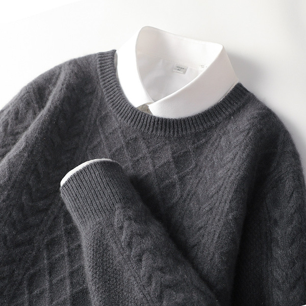 Men's winter woolen base body-friendly casual knitted sweater with a…