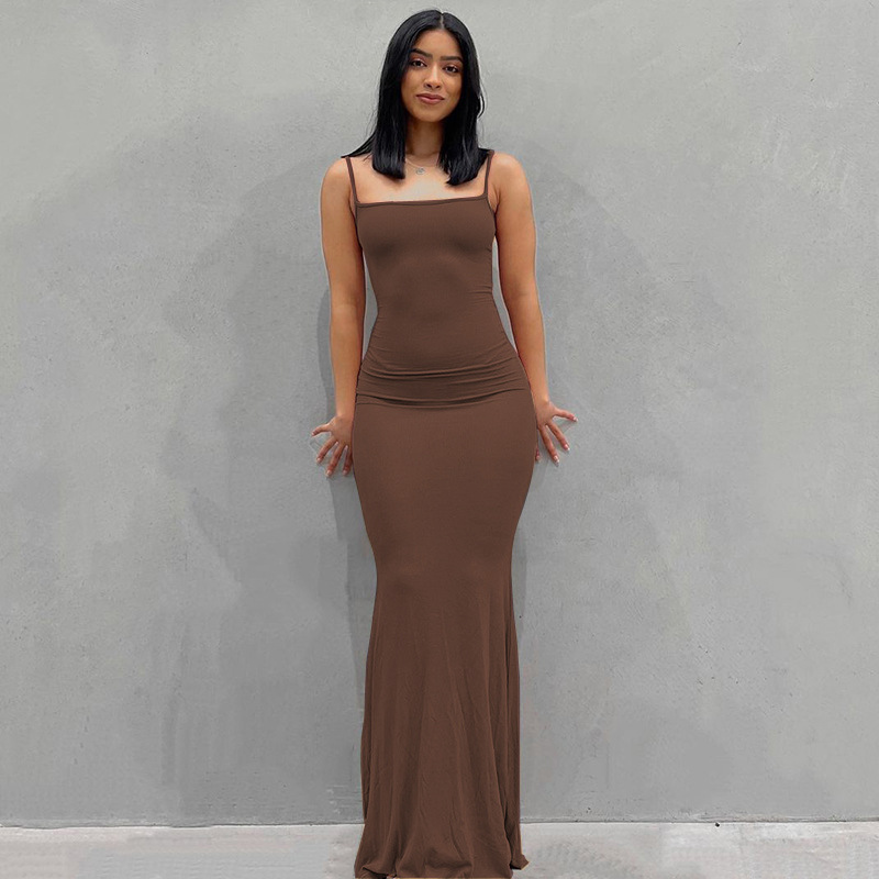 Women's Strap Dress Simple Style Strap Sleeveless Solid Color Maxi Long Dress Daily display picture 13
