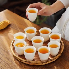 德化羊脂玉白瓷茶杯陶瓷品茗杯喝茶白酒杯纯手写LOGO盯制专用茶杯