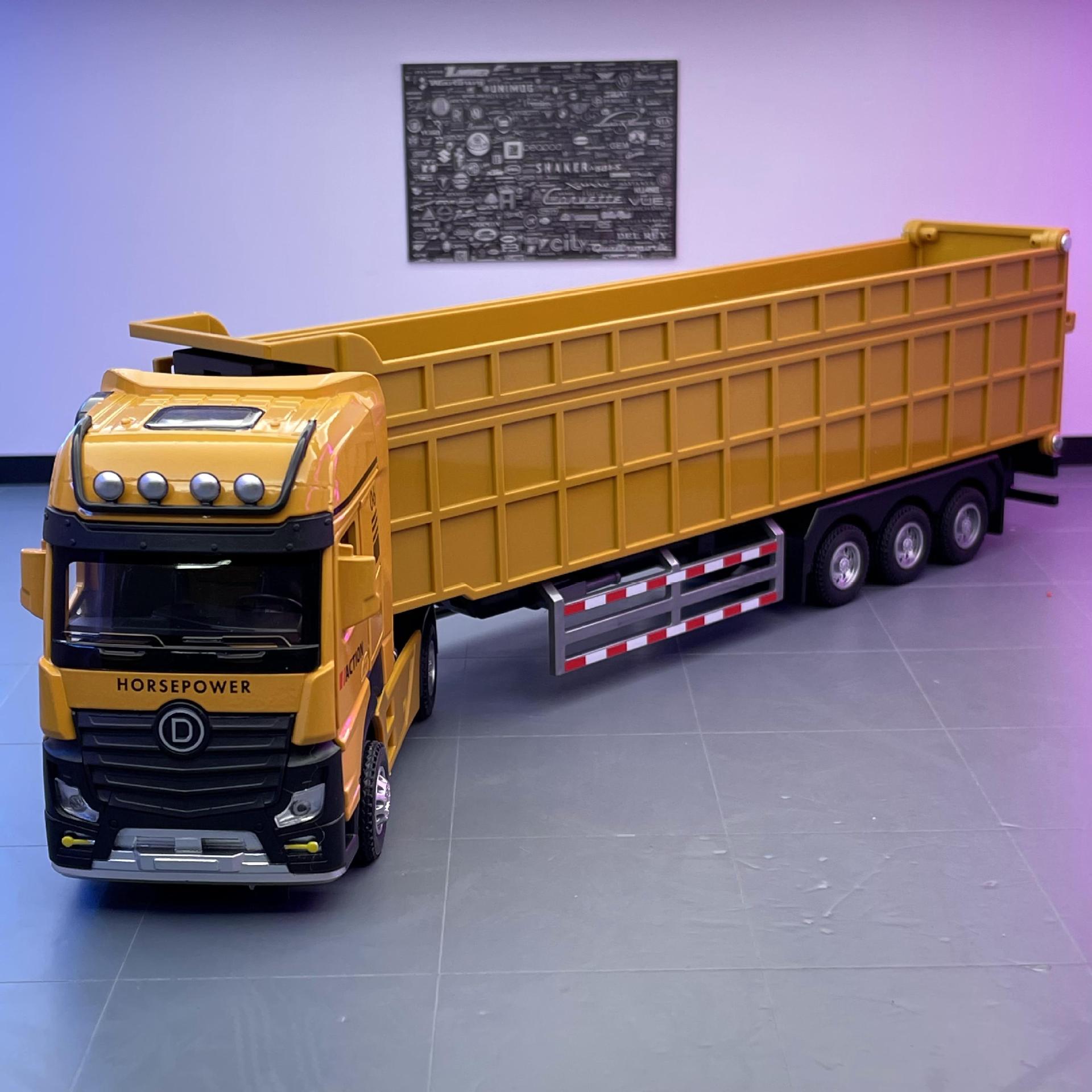 Modelo de coche de aleación Tianiing 1:50 autodescarga vehículo de ingeniería alargado con sonido y luz Tire hacia atrás colección de decoración de modelo de coche de juguete