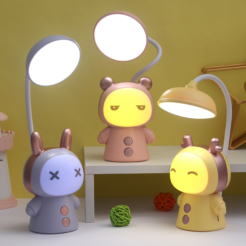 Lámpara de Mesa con Protección Ocular de ABS y PC, Recargable USB, Luz Multicolor, para Dormitorio y Escritorio
